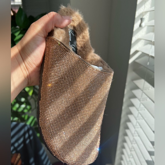 NIB Lauren Lorraine Lizzy Rose Gold Rhinestone Mules Sz 10 - Picture 7 of 7